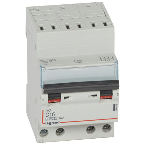 Disjoncteur DX³ 4500 - auto/vis - 4P - 400V~~ - 16A - 6kA - courbe C - 3 modules-406919-3245064069199-LEGRAND