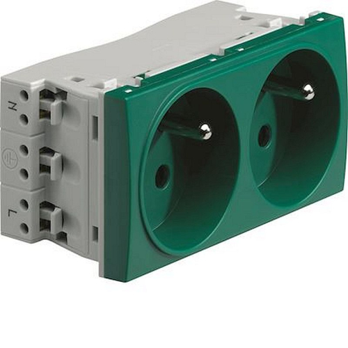 Systo Prise de courant double 2P+T spéciale goulotte Vert-WS122V-3250617110976-HAGER