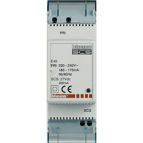 Alimentation modulaire MyHOME_Up 0,6A - 2 modules - 230V~ et 27V=-E49-8012199972817-BTICINO