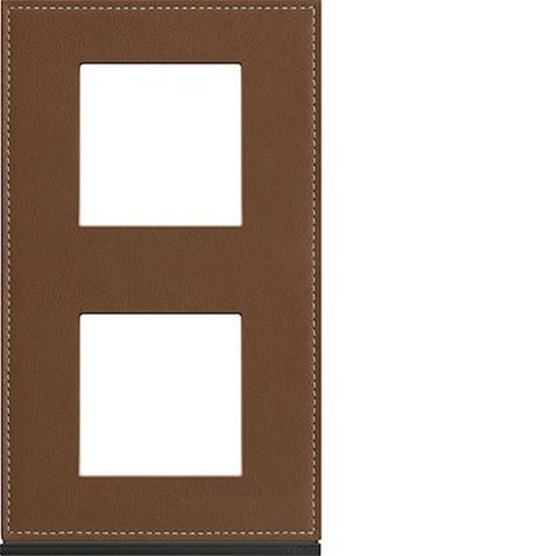 Plaque gallery 2 postes verticale 71mm matiere coffee leather-WXP4942-3250617196727-HAGER