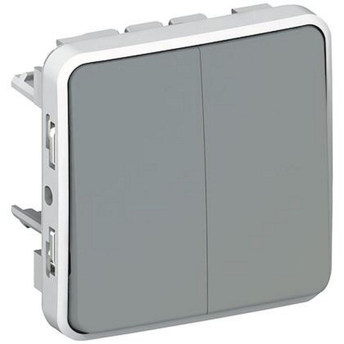 Double interrupteur ou va-et-vient étanche Plexo composable IP55 10AX 250V gris-069525-3245060695255-LEGRAND