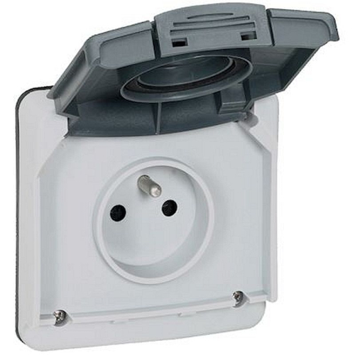 Prise de courant étanche 2P+T avec volet Plexo IP66 composable 16A 250V~ - gris-090486-3245060904869-LEGRAND