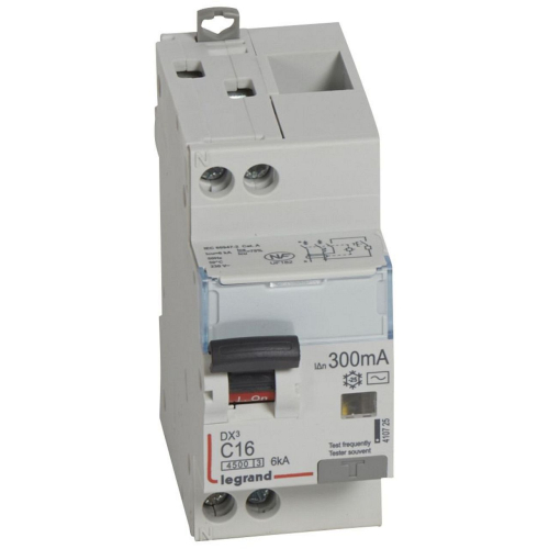 Disjoncteur diff DX³ 4500 - vis/vis -U+N 230V~ 16A -typeAC -300mA -courbe C - 2M-410725-3245064107259-LEGRAND