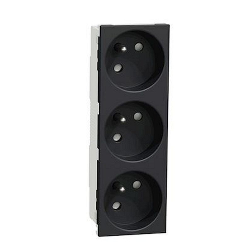 Unica - prise triple 2P+T - FR - 45DEG - Anthracite - méca seul-NU307954-3606489454630-SCHNEIDER ELECTRIC FRANCE