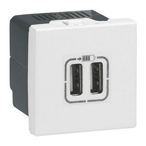 Chargeur 2 USB Type-A 2,4A 5V= 12W Mosaic 2 modules 230V - blanc-077594-3245060775940-LEGRAND