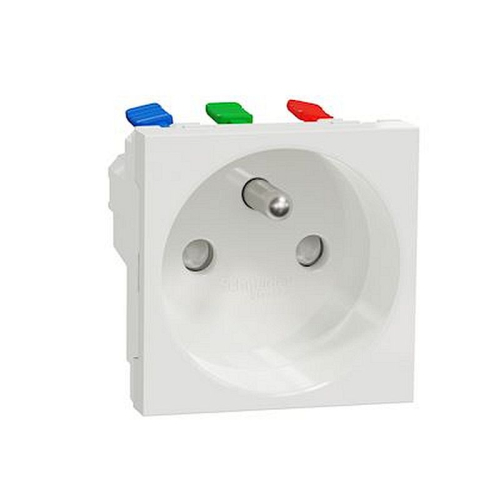 Unica - prise 2P+T - FR - 90DEG - raccord rapide traversant - Blanc - méca seul-NU305918-3606489454258-SCHNEIDER ELECTRIC FRANCE