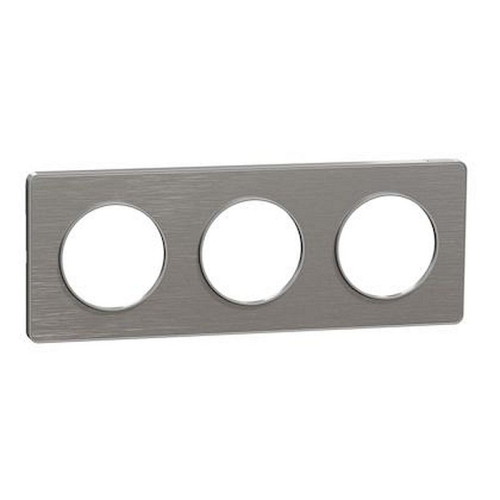 Odace Touch, plaque Aluminium brossé liseré Alu 3 post. horiz./vert. 71mm-S530806J-3606480391798-SCHNEIDER ELECTRIC FRANCE