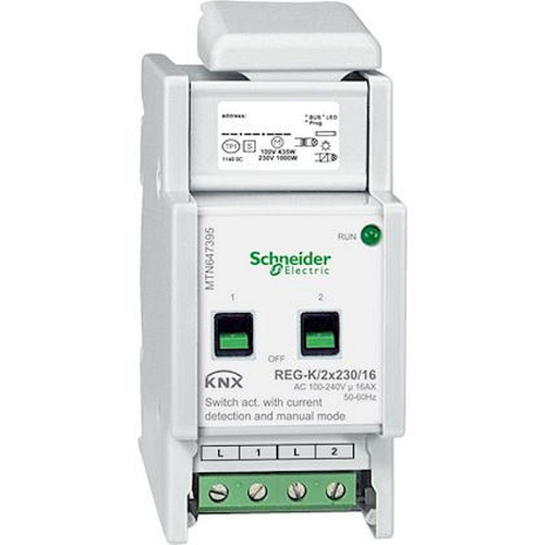 KNX - actionn. de commutation - 2x230V - 16A - à détection courant+cde manuelle-MTN647395-3606485100050-SCHNEIDER ELECTRIC FRANCE