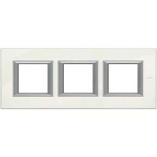 Plaque rectangulaire Axolute Aluminium laqué 2+2+2 modules - Blanc-HA4802M3HBG-8012199959085-BTICINO