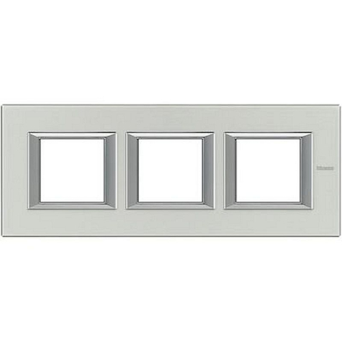 Plaque rectangulaire Axolute Aluminium brossé 2+2+2 modules horizontal - Naturel-HA4802M3HXC-8012199959276-BTICINO