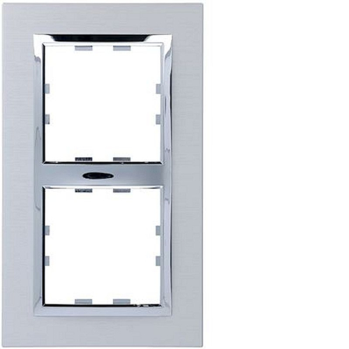 Kallysta épure plaque 2 postes verticale entraxe71 alu brossé col Metalia Alba-WK878-3250617068789-HAGER