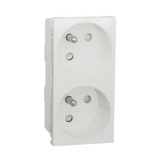 Unica - prise double 2P+T - FR - 45DEG - connexion rapide - Blanc - méca seul-NU306918-3606489454487-SCHNEIDER ELECTRIC FRANCE