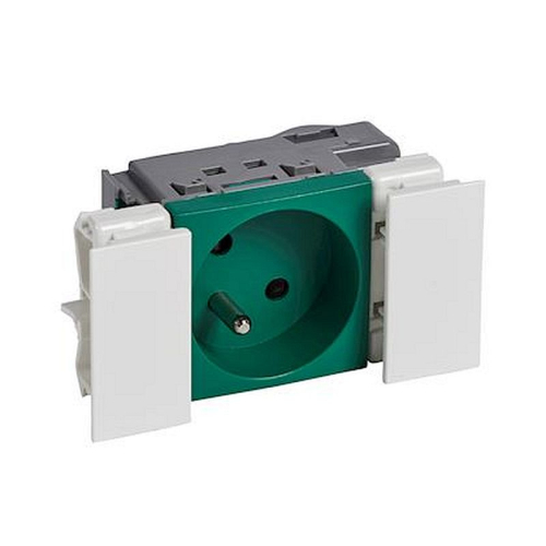 Prise 2P+T Logix - 2 modules - 16A - 250V - Bornes auto - Vert RAL 6016-49641-3271780496414-PLANET WATTHOM