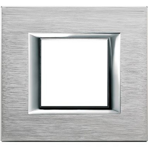 Plaque rectangulaire Axolute Aluminium anodisé 2 modules - Chrome-HA4802CR-8012199785585-BTICINO