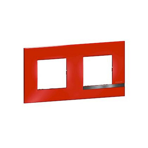 Plaque Altège Déco 2 postes Rubis - rouge brillant avec liseré effet aluminium-BTAL9RU2-8005543601884-BTICINO