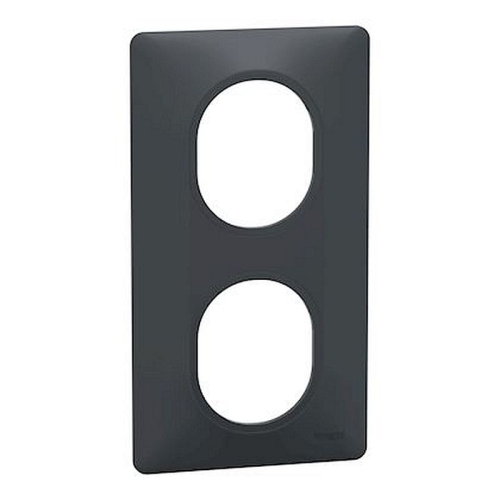 Ovalis - Plaque de finition - 2 postes Vertical - entraxe 71 mm - Anthracite-S340724-3606482163157-SCHNEIDER ELECTRIC FRANCE