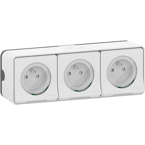 Mureva Styl - Triple PC 2P+T horiz. précâblée - saillie - IP55 - IK08 - blanc-MUR36039-3606489514013-SCHNEIDER ELECTRIC FRANCE