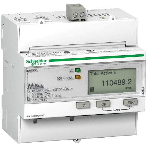 Acti9 iEM - compteur d'énergie tri - 63A - multi-tarif - alarme kW - Mbus - MID-A9MEM3135-3606480616471-SCHNEIDER ELECTRIC FRANCE