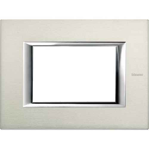 Plaque rectangulaire Axolute Aluminium brossé 3 modules - Naturel-HA4803XC-8012199760254-BTICINO