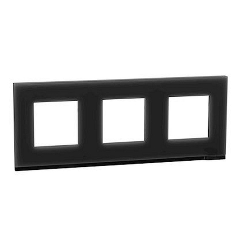 Unica Pure - plaque de finition - Givre noir liseré Anthracite - 3 postes-NU600686-3606489526184-SCHNEIDER ELECTRIC FRANCE