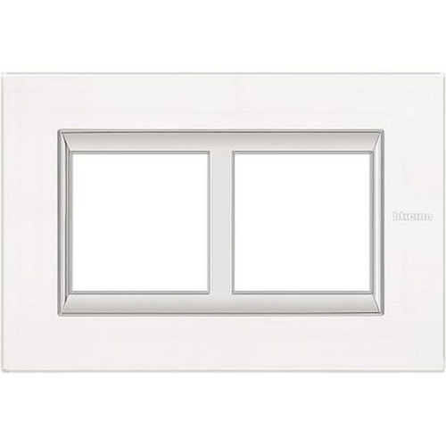 Plaque Axolute Verre 2+2 modules horiz pour rénovation entraxe 57mm -Verre Blanc-HA4832M2VBB-8012199980287-BTICINO