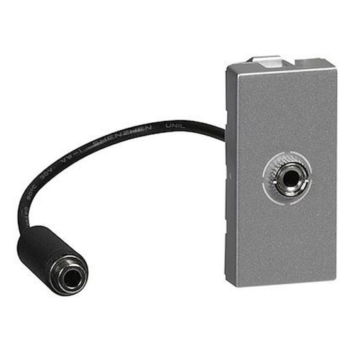 Prise Jack femelle 3,5mm préconnectorisée Mosaic 1 module - alu-079379-3245060793791-LEGRAND