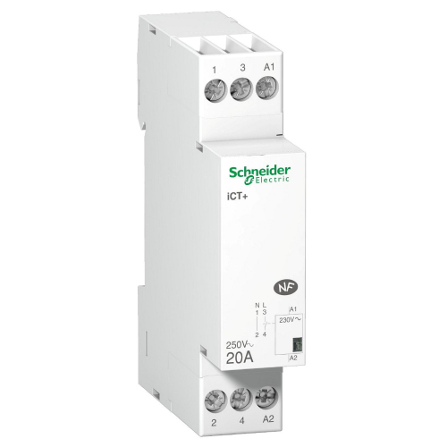 Acti9, iCT+, contacteur silencieux 1P 20A 230VCA, livré avec 1 intercalaire-A9C15030-3606480376955-SCHNEIDER ELECTRIC FRANCE