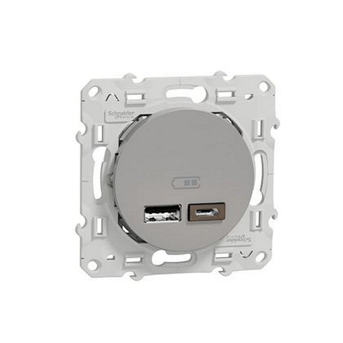 Odace - prise USB double - type A+C - Alu - 5 Vcc - 2,4A-S530401-3606480494284-SCHNEIDER ELECTRIC FRANCE