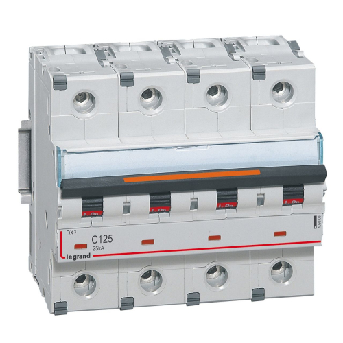 Disjoncteur DX³ 25kA arrivée haut/départ bas vis 4P 125A - courbe C - 6 modules-409803-3245064098038-LEGRAND