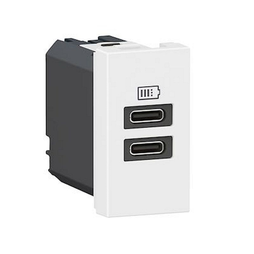 Chargeur 2 USB Type-C Mosaic - 1 module blanc pour poste de travail-077680L-3414972243131-LEGRAND