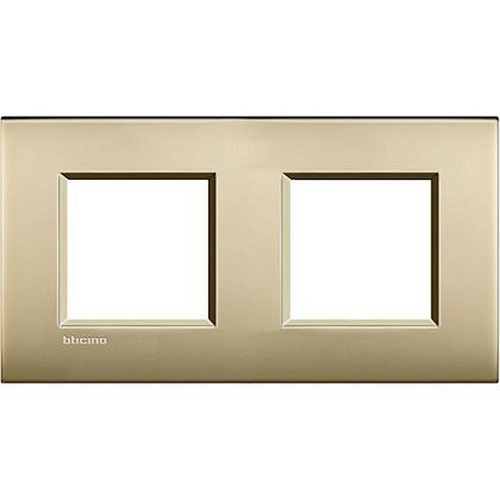 Plaque Livinglight Air Brillant 2+2 modules horizontal ou vertical - Or mat-LNE4802M2OF-8005543501481-BTICINO