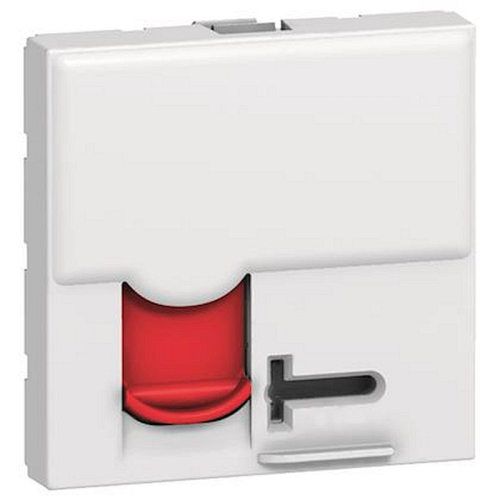 Prise RJ45 Mosaic - cat.6A - STP à clé - 2 modules - blanc avec volet rouge-076599-3245060765996-LEGRAND