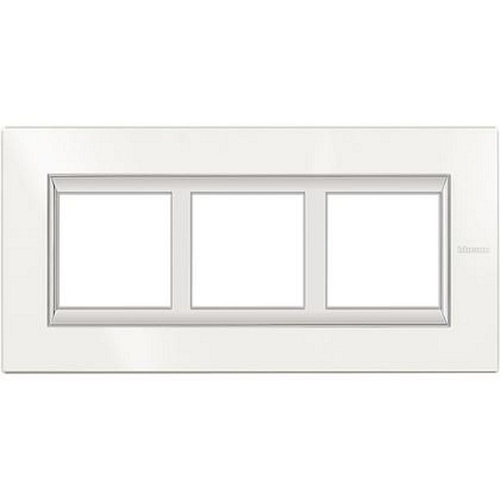 Plaque Axolute alu monochrome 3X2modules vertical - rénovation entraxe 57 -Blanc-HA4832M3HD-8012199977492-BTICINO