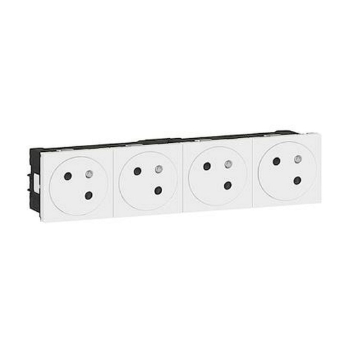 Prise 4x2P+T Surface Mosaic Link à raccordement latéral 8 modules - blanc-077144L-3414971576445-LEGRAND