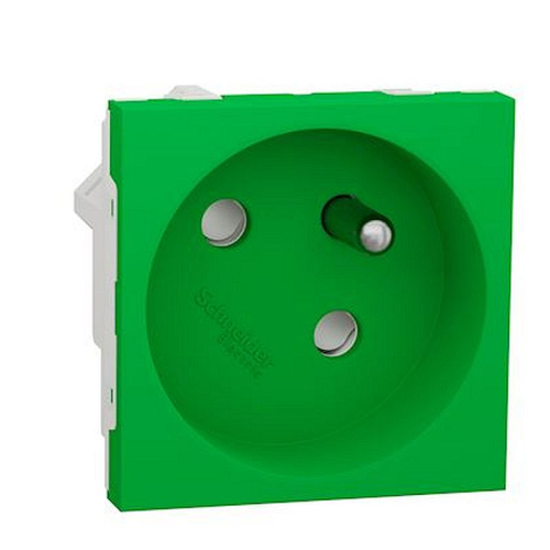 Unica - prise 2P+T - FR - 45DEG - raccord rapide traversant - Vert - méca seul-NU304906-3606489454012-SCHNEIDER ELECTRIC FRANCE