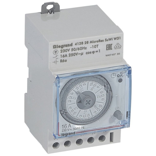 Inter horaire analogique programmable auto hebdo - 1 sortie 16A 250V~ -3 modules-412828-3245064128285-LEGRAND