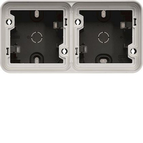 cubyko Boîte double horizontale vide avec 4 entrées associable gris IP55-WNA685-3250617174855-HAGER