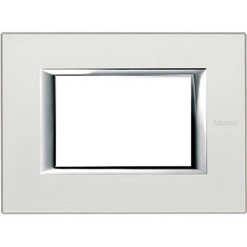 Plaque rectangulaire Axolute Aluminium anodisé 3 modules - Argent-HA4803SAN-8005543479452-BTICINO