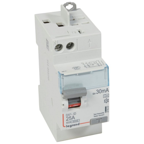 Interrupteur différentiel DX³-ID haut vis/haut auto 2P 230V~ 25A A 30mA - 2 mod-411637-3245064116374-LEGRAND