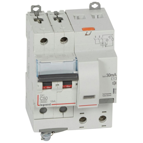 Disjoncteur diff DX³ 6000 -vis-2P-230/400V~-50A -typeAC -30mA- courbe C - 4 mod-411163-3245064111638-LEGRAND