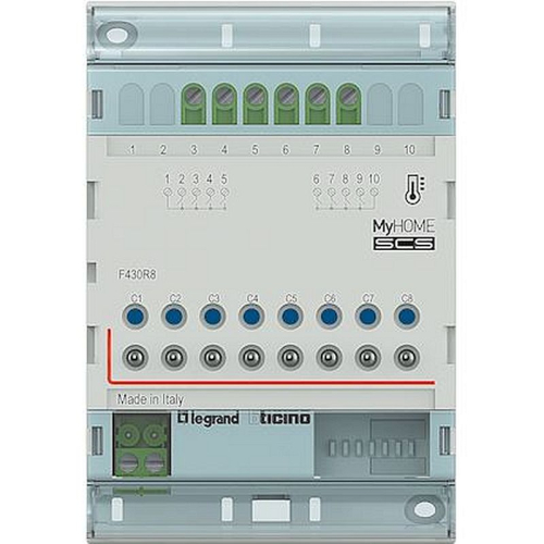 Actionneur modulaire 8 relais gestion de température MyHOME_Up - 4 modules-F430R8-8005543501771-BTICINO