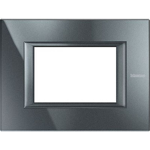 Plaque rectangulaire Axolute Aluminium monochrome 3 modules - Anthracite-HA4803HS-8005543513637-BTICINO