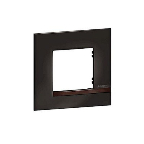 Plaque Altège Déco 1 poste Onyx - noir brillant avec liseré bois foncé-BTAL9ON1-8005543601747-BTICINO