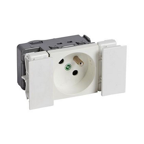 Prise 2P+T Logix - 2 modules - 16A - 250V -Bornes auto-Blanc Artic antimicrobien-49741-3271780497411-PLANET WATTHOM