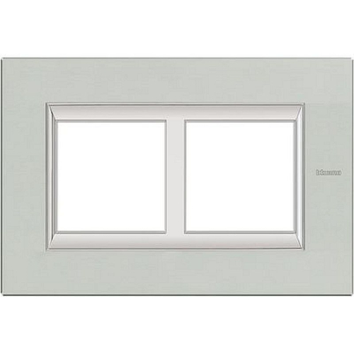 Plaque Axolute Aluminium brossé 2+2mod horiz - rénovation entraxe 57mm -Naturel-HA4832/2XC-8012199804262-BTICINO