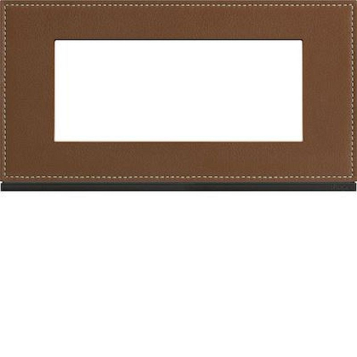 Plaque gallery 5 modules entraxe 71mm matiere coffee leather-WXP4905-3250617196642-HAGER