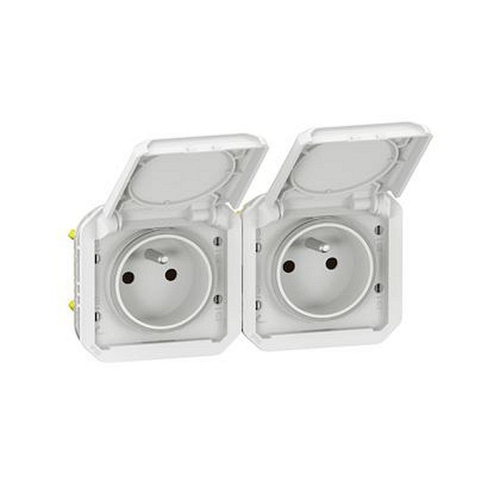 Prise de courant 2x2P+T horizontale Plexo composable blanc-069642L-3414971880689-LEGRAND