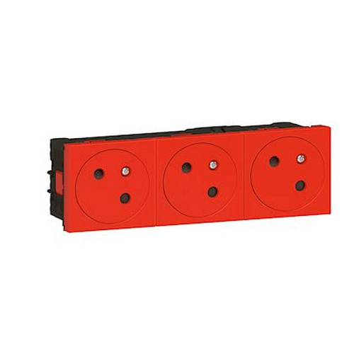 Prise 3x2P+T Surface Mosaic Link à raccordement latéral 6 modules - rouge-077173L-3414971576803-LEGRAND