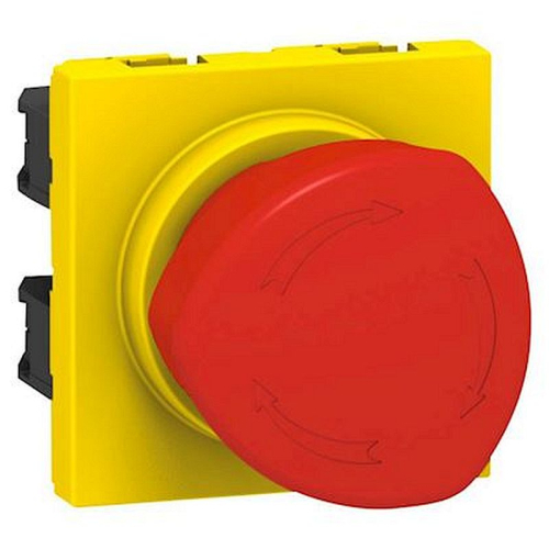 Poussoir coup de poing d'arrêt d'urgence Mosaic -1/4 de tour -2 mod -rouge/jaune-076602-3245060766023-LEGRAND