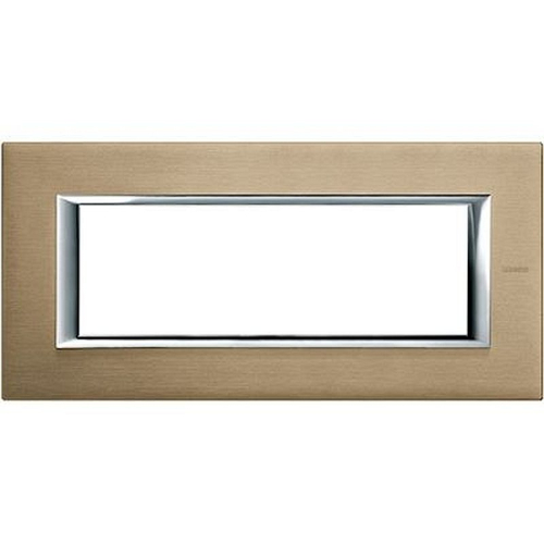 Plaque rectangulaire Axolute Aluminium brossé 6 modules - Titane-HA4806NX-8012199785875-BTICINO